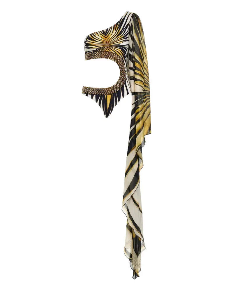 Roberto Cavalli Badeanzug mit Ray of Gold-Print - Weiß Weiß