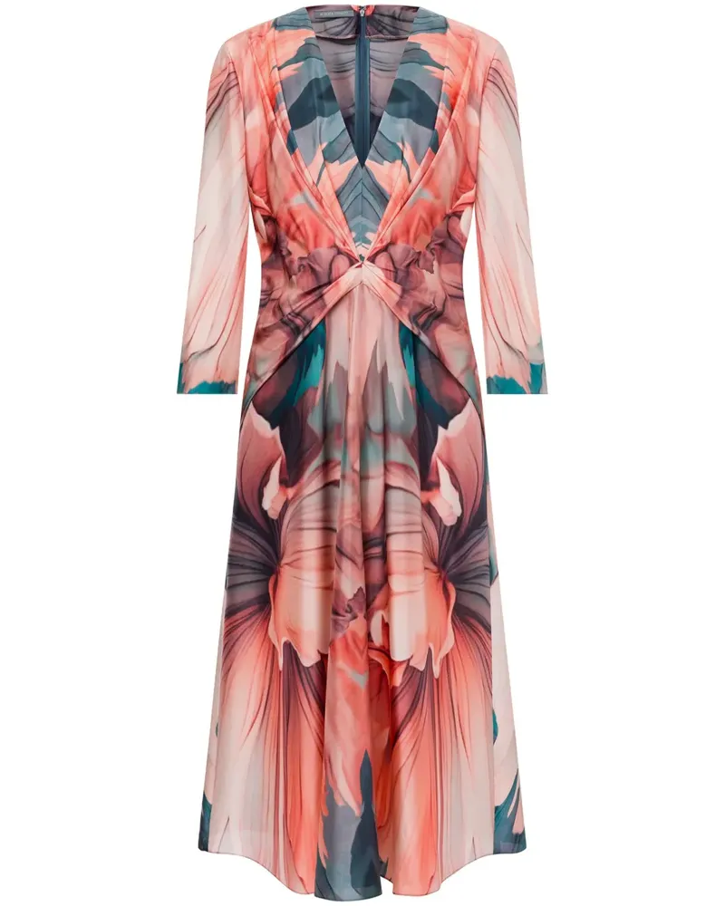 Alberta Ferretti Seidenkleid mit Blumen-Print - Blau Blau