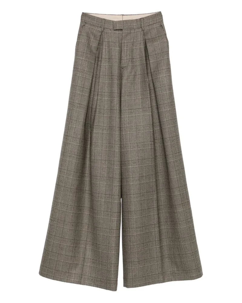 Berwich Karierte Hose mit Bundfalten - Nude Nude