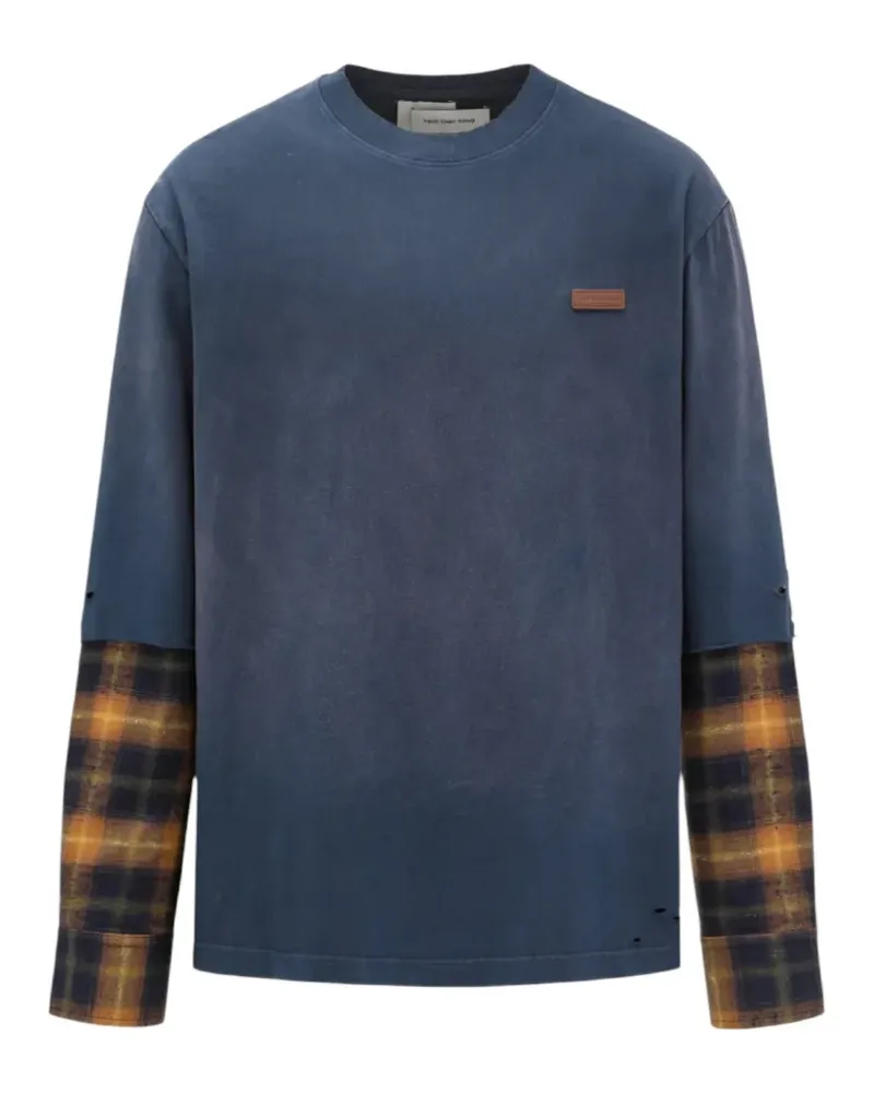 Feng Chen Wang gradient-wash patchwork T-shirt - Blau Blau