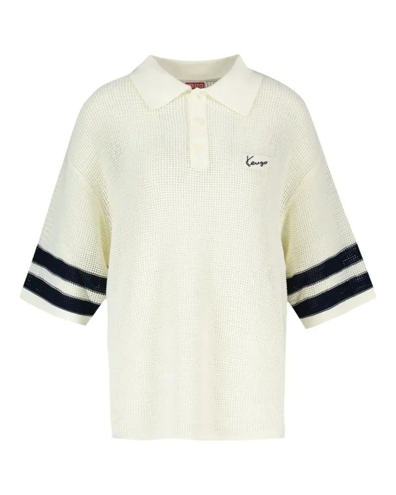 Kenzo Gehäkeltes Poloshirt mit gestreiften Ärmeln - Weiß Weiß