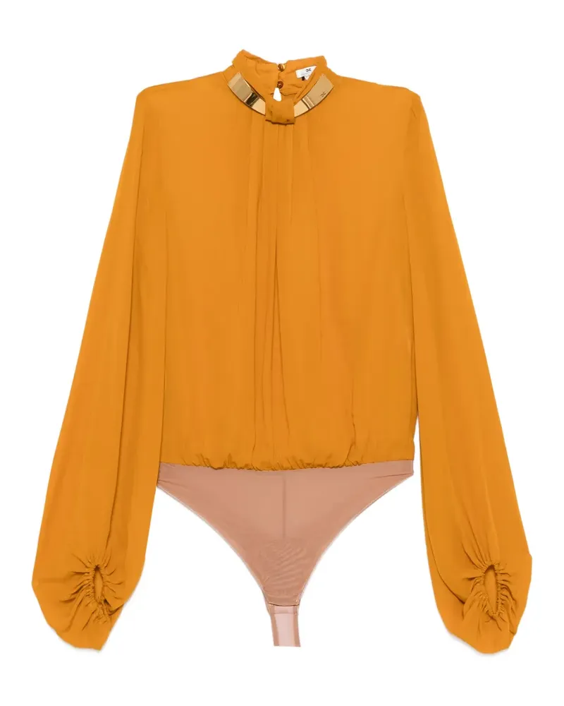 Elisabetta Franchi Bluse mit goldfarbenem Schild - Orange Orange