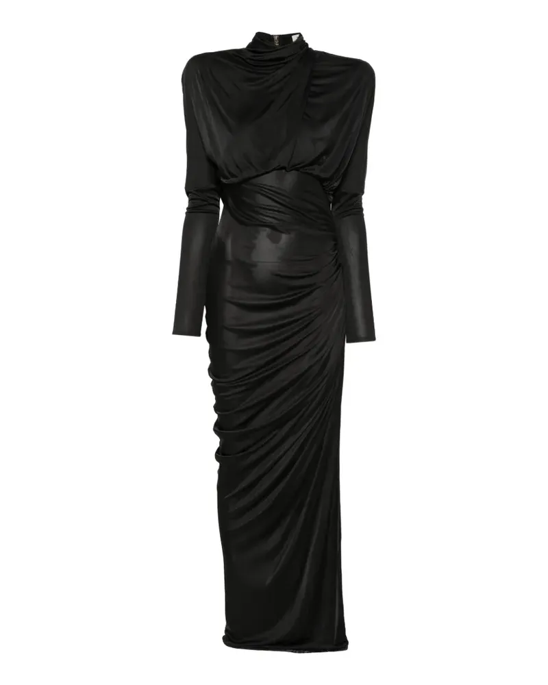 Balmain gathered open-back maxi dress - Schwarz Schwarz