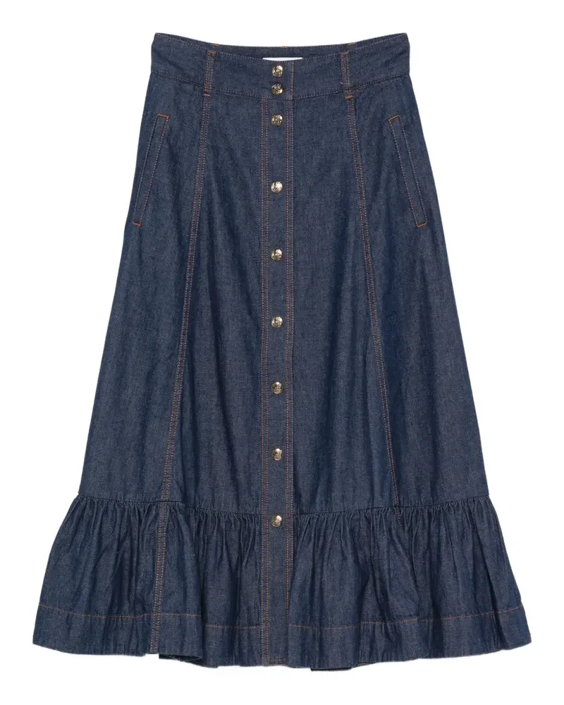 Zimmermann Aster ruffled denim maxi skirt - Blau Blau