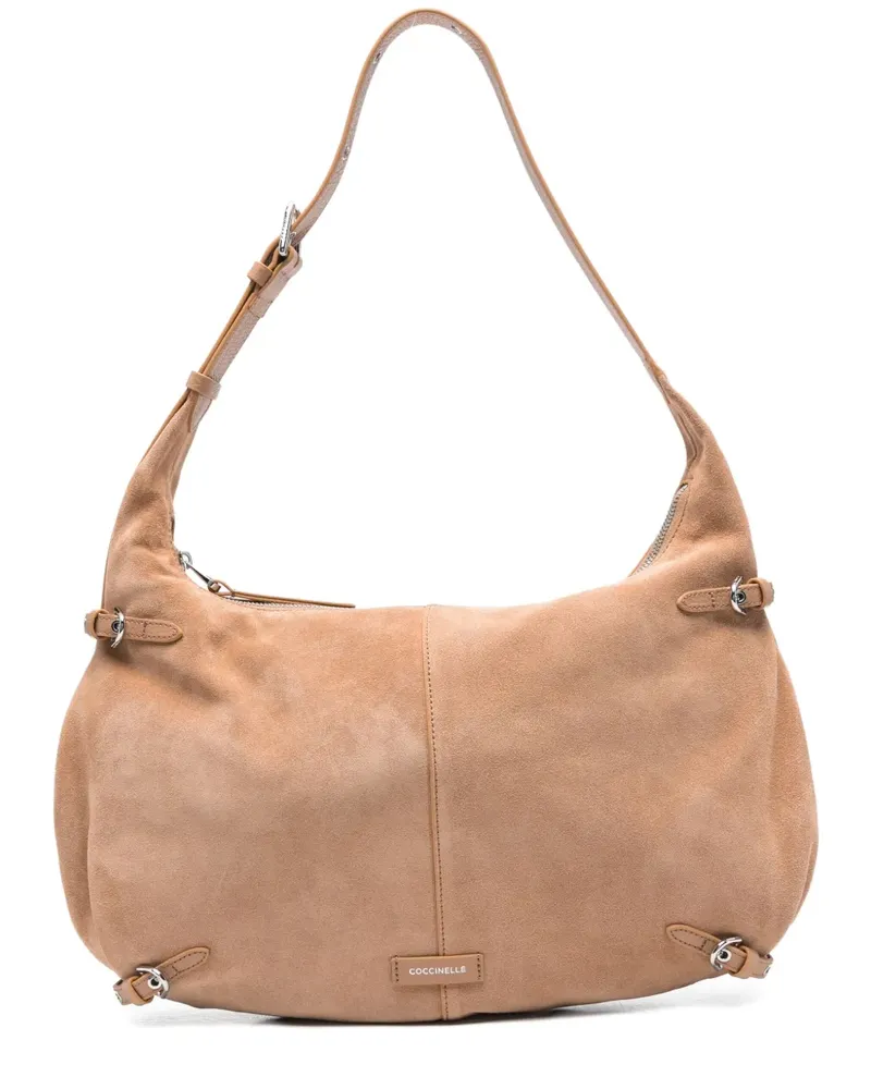 Coccinelle Große Abigail Schultertasche aus Wildleder - Nude Nude