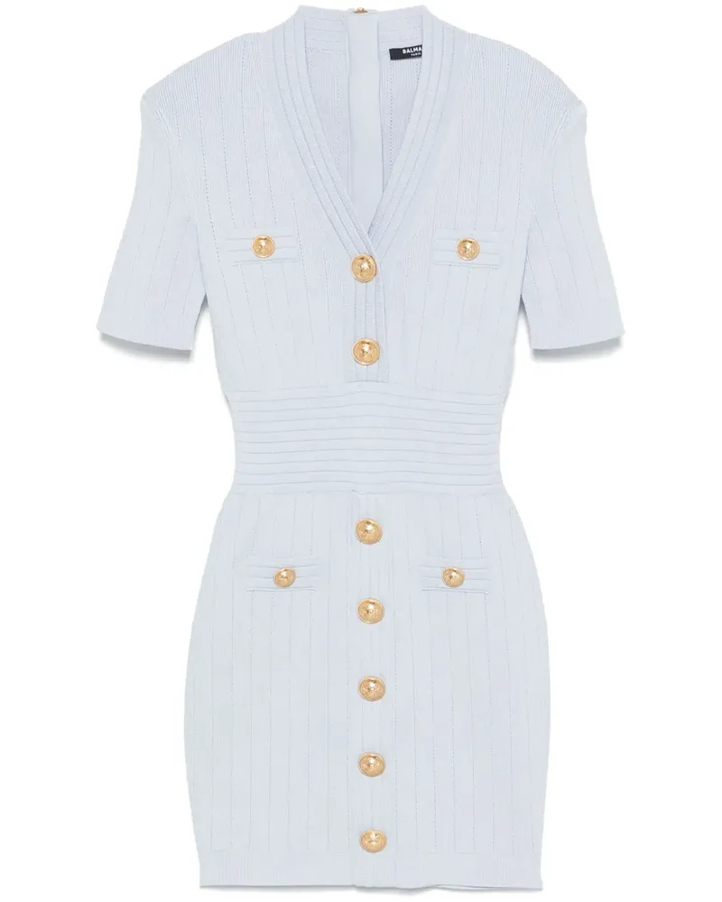 Balmain Minikleid mit Knopfdetail - Blau Blau