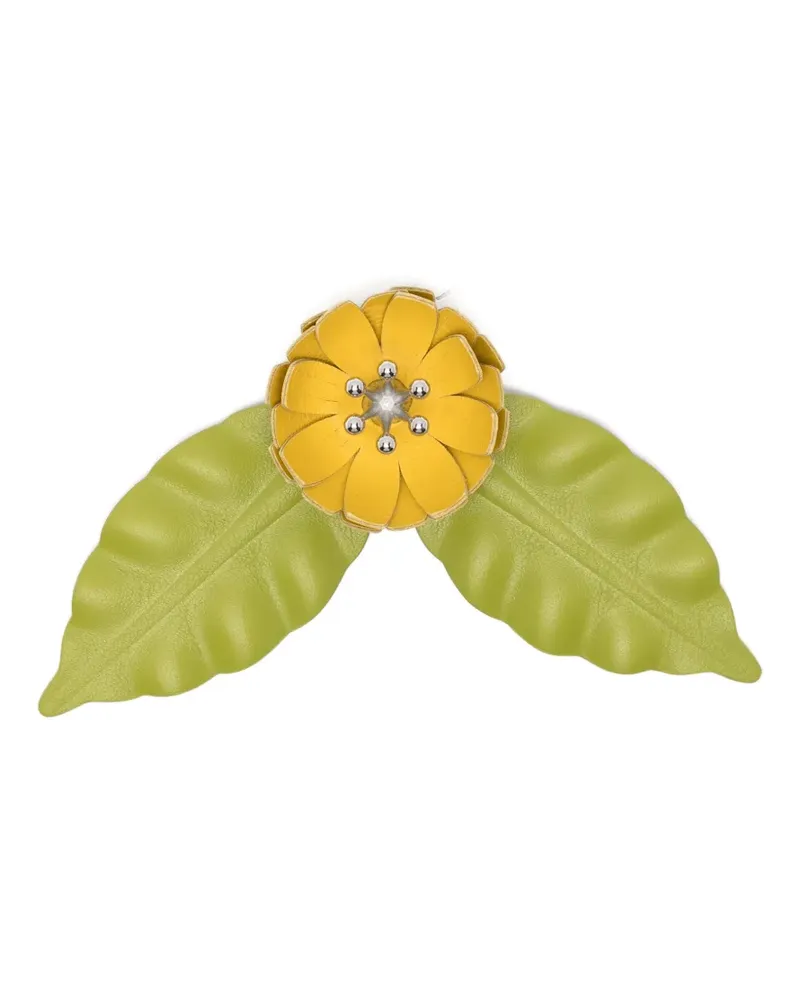 Loewe x Paula's Ibiza Blumenbrosche aus Leder - Gelb Gelb