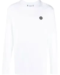 Philipp Plein Langarmshirt mit Logo-Print Weiß