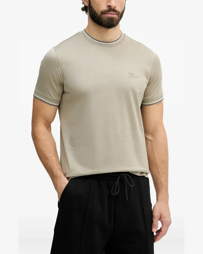 Karl Lagerfeld Besticktes T-Shirt mit Borten - Nude Nude