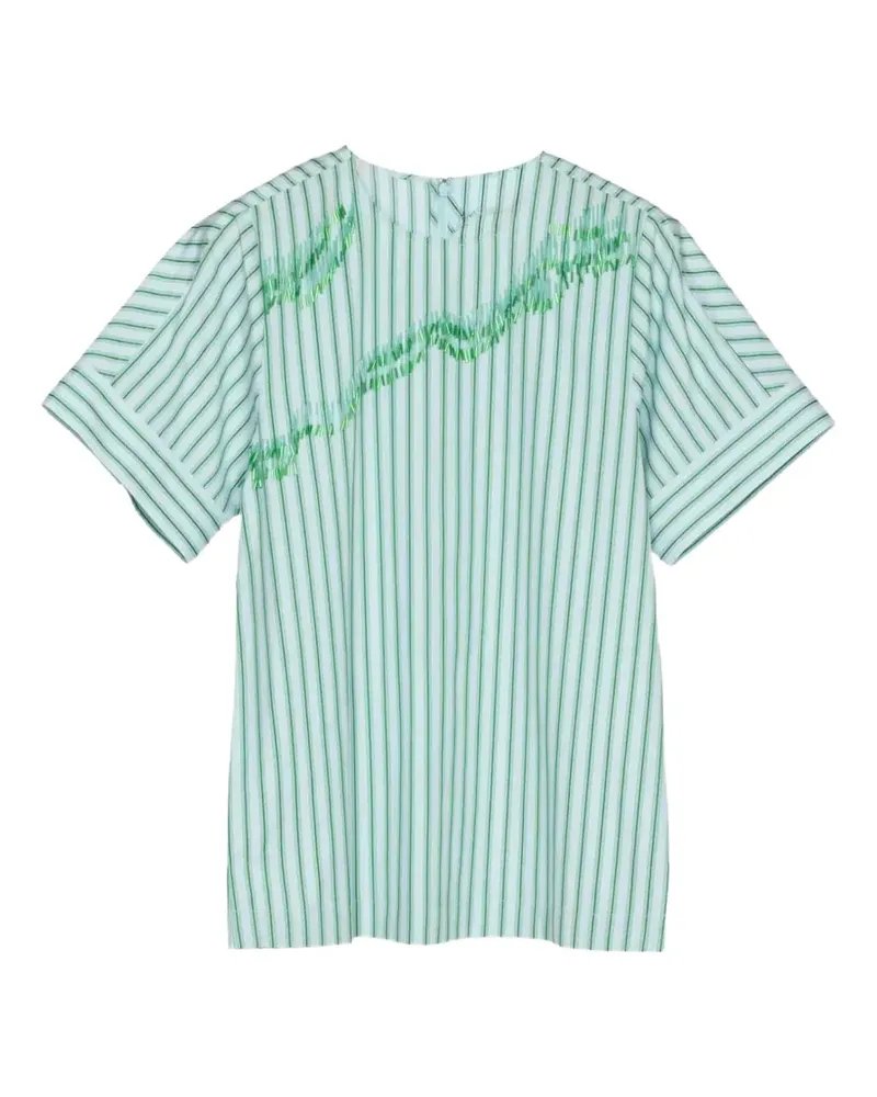 3.1 phillip lim striped-pattern abstract-embroidery top - Blau Blau