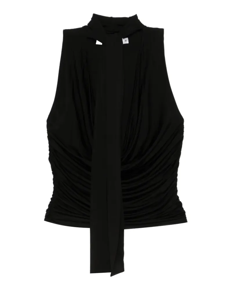 Aya Muse self-tie draped top - Schwarz Schwarz