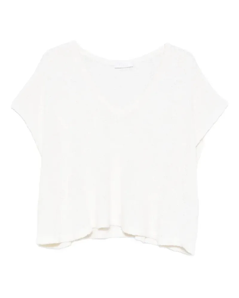 Fedeli V-neck short-sleeve sweater - Nude Nude