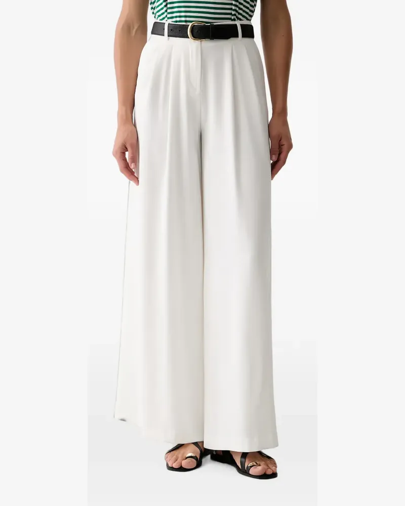 Morgan pleated side-slit palazzo pants - Weiß Weiß