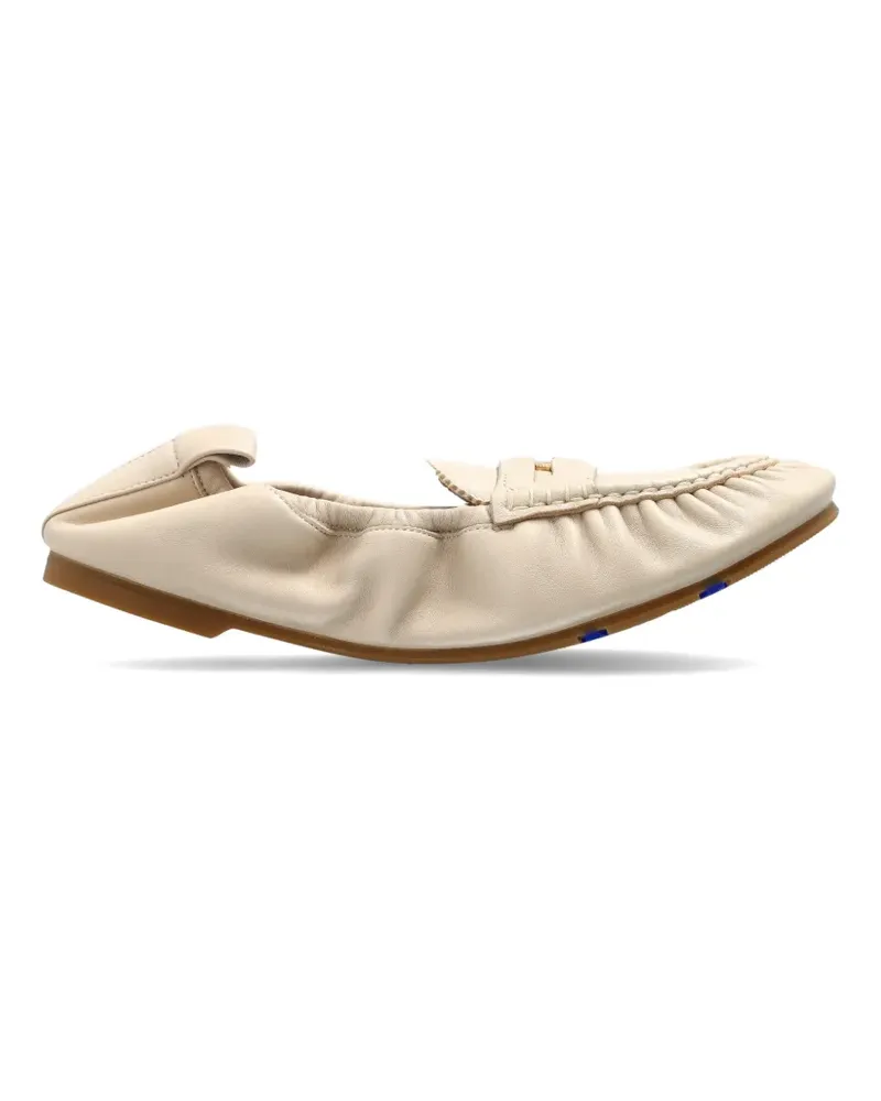 Burberry Fawn ruched leather ballet flats - Nude Nude
