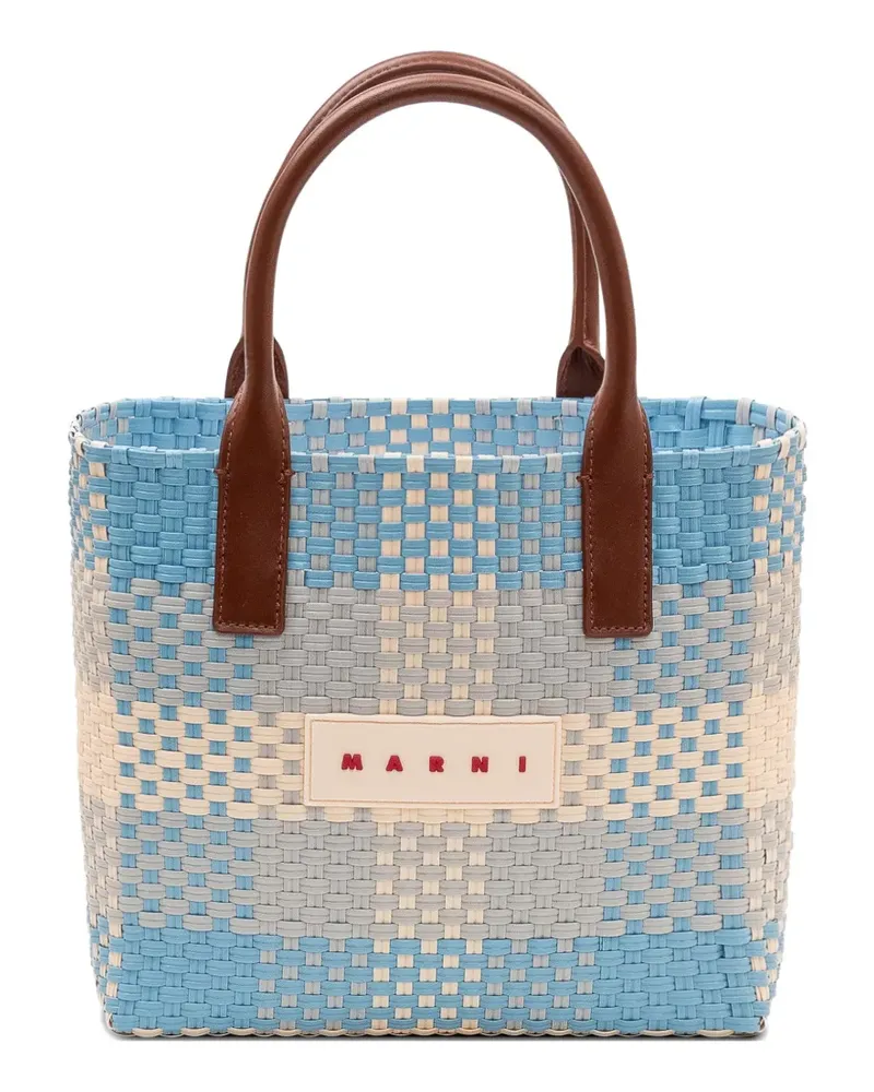 Marni check-pattern woven tote bag - Blau Blau