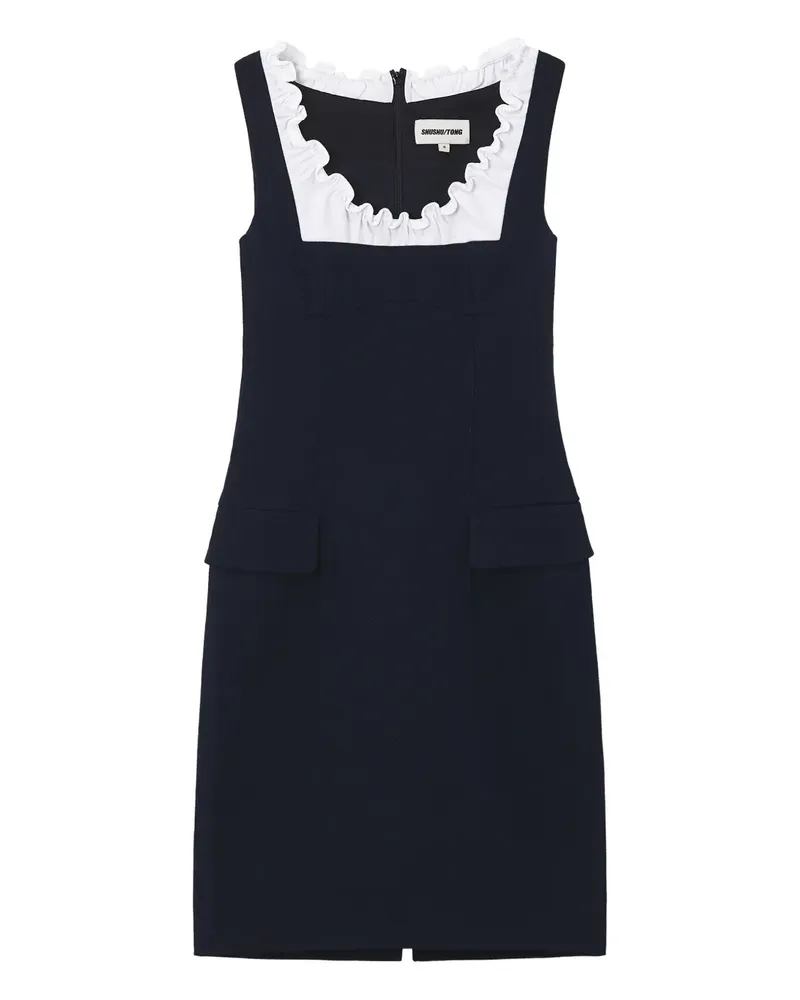 SHUSHU/TONG Minikleid mit gerüschter Tasche - Blau Blau