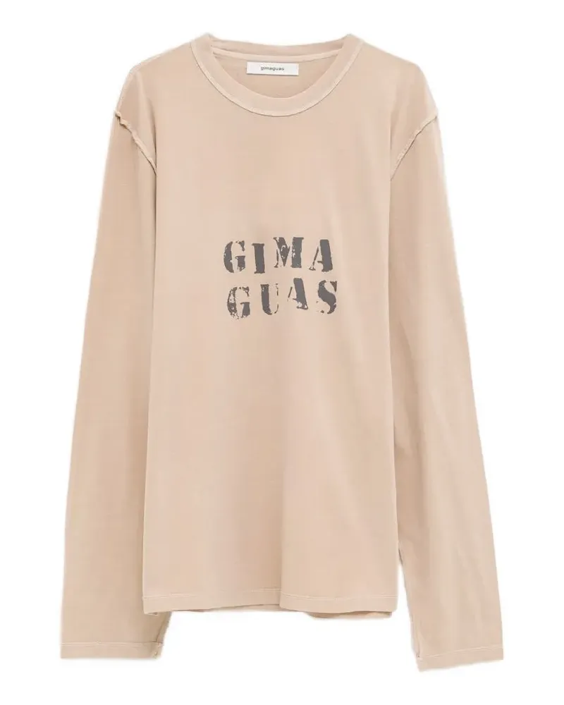 GIMAGUAS long-sleeve logo-print T-shirt - Nude Nude