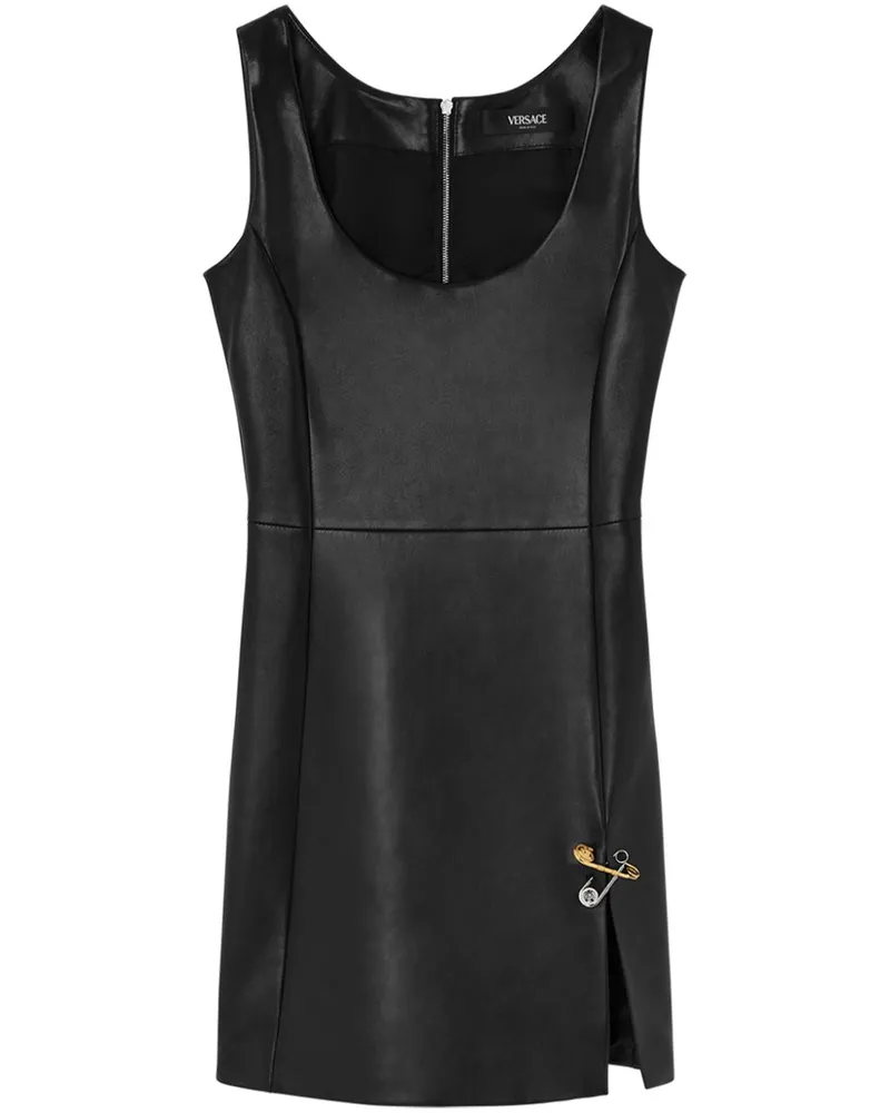 Versace Plongé Minikleid aus Leder - Schwarz Schwarz