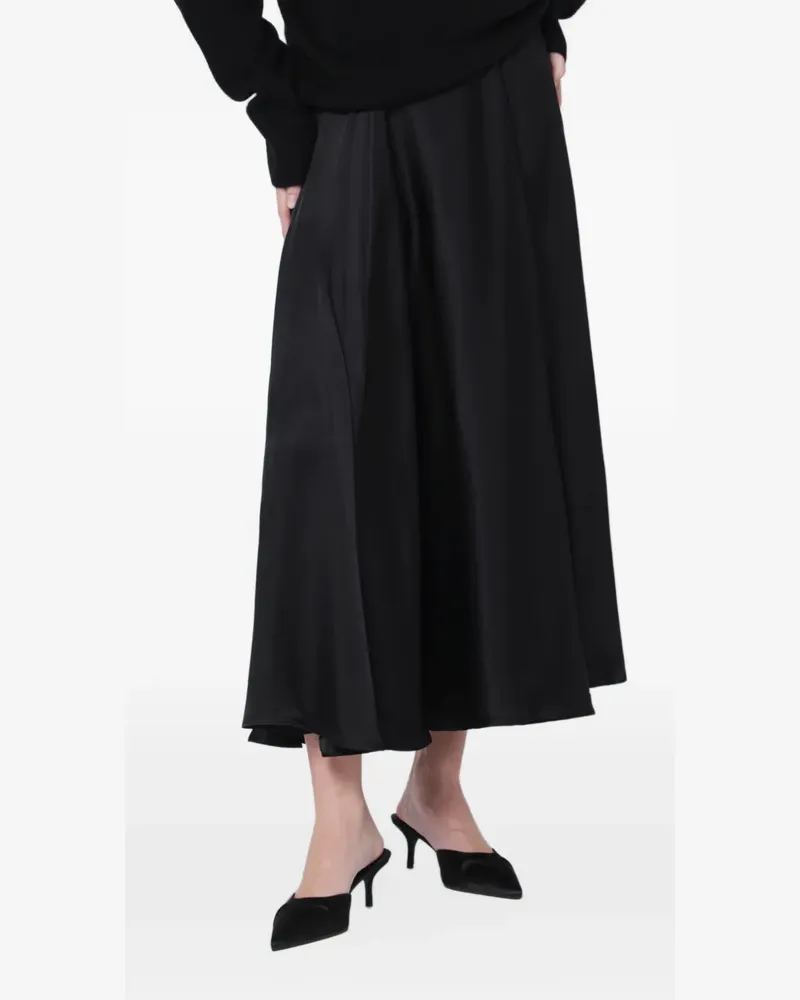 Anine Bing satin-finish flared midi skirt - Schwarz Schwarz