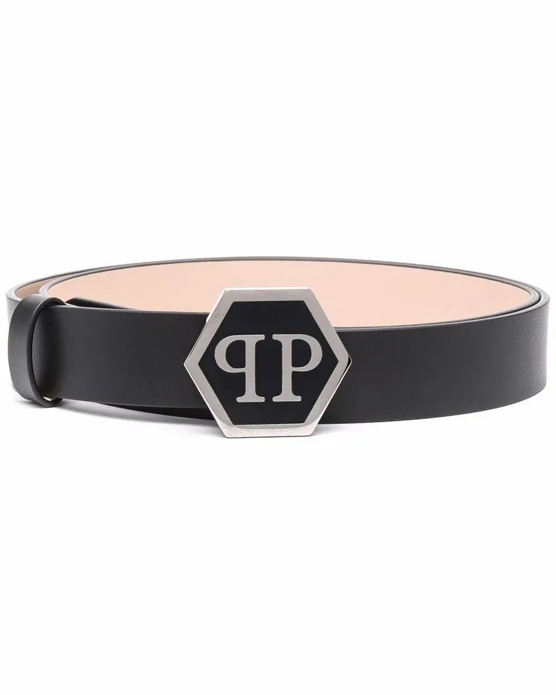 Philipp Plein Hexagon Gürtel - Schwarz Schwarz