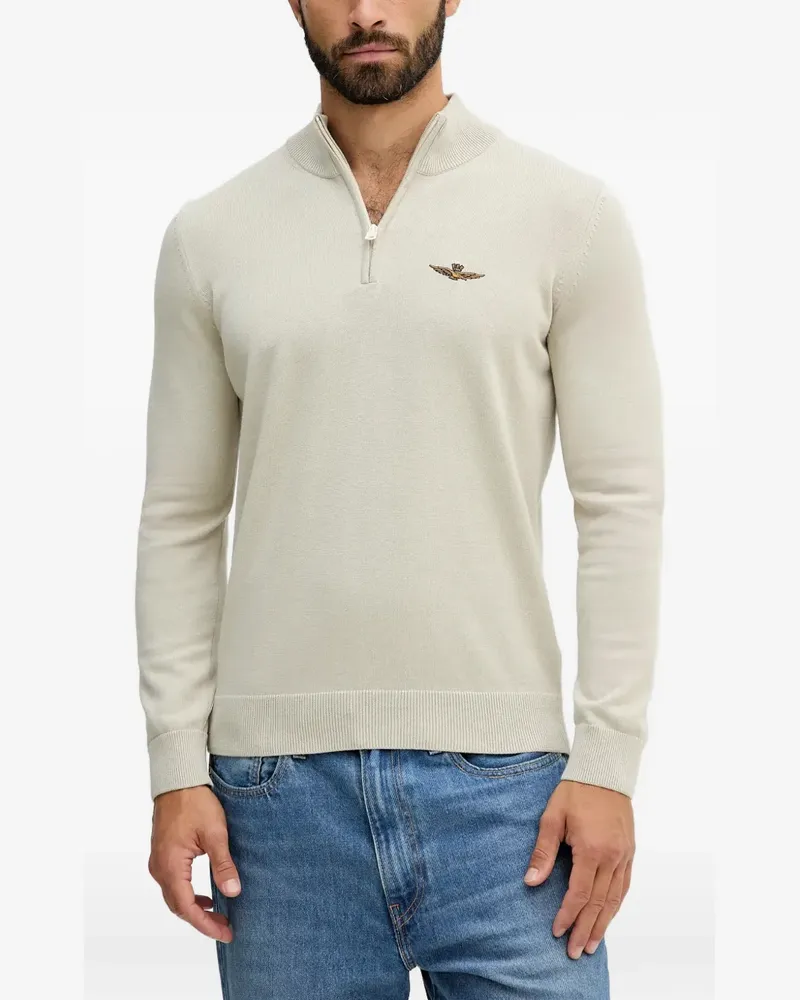 Aeronautica Militare zip embroidery sweater - Nude Nude