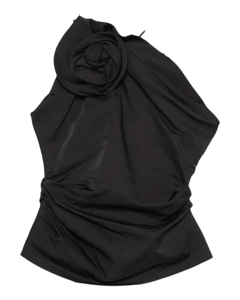 Magda Butrym floral-appliqué draped top - Schwarz Schwarz