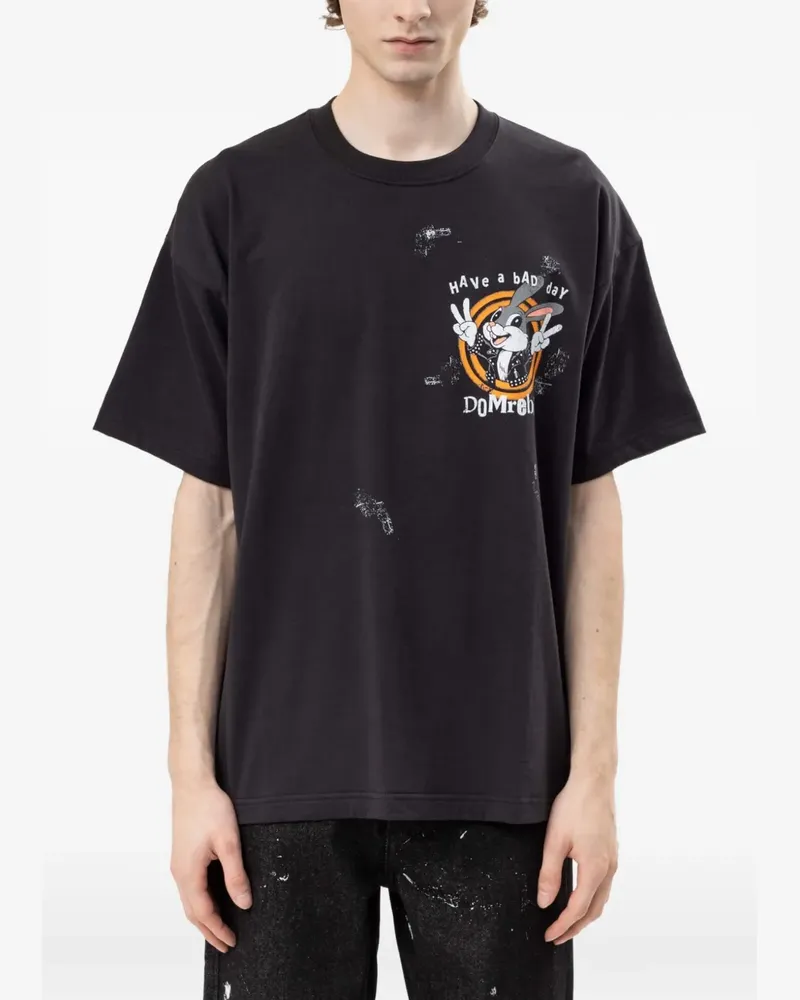 DOMREBEL T-Shirt mit grafischem Print - Schwarz Schwarz