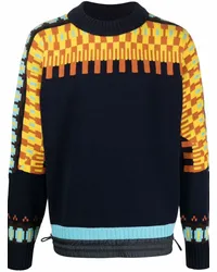 Sacai Gestrickter Intarsien-Pullover Blau