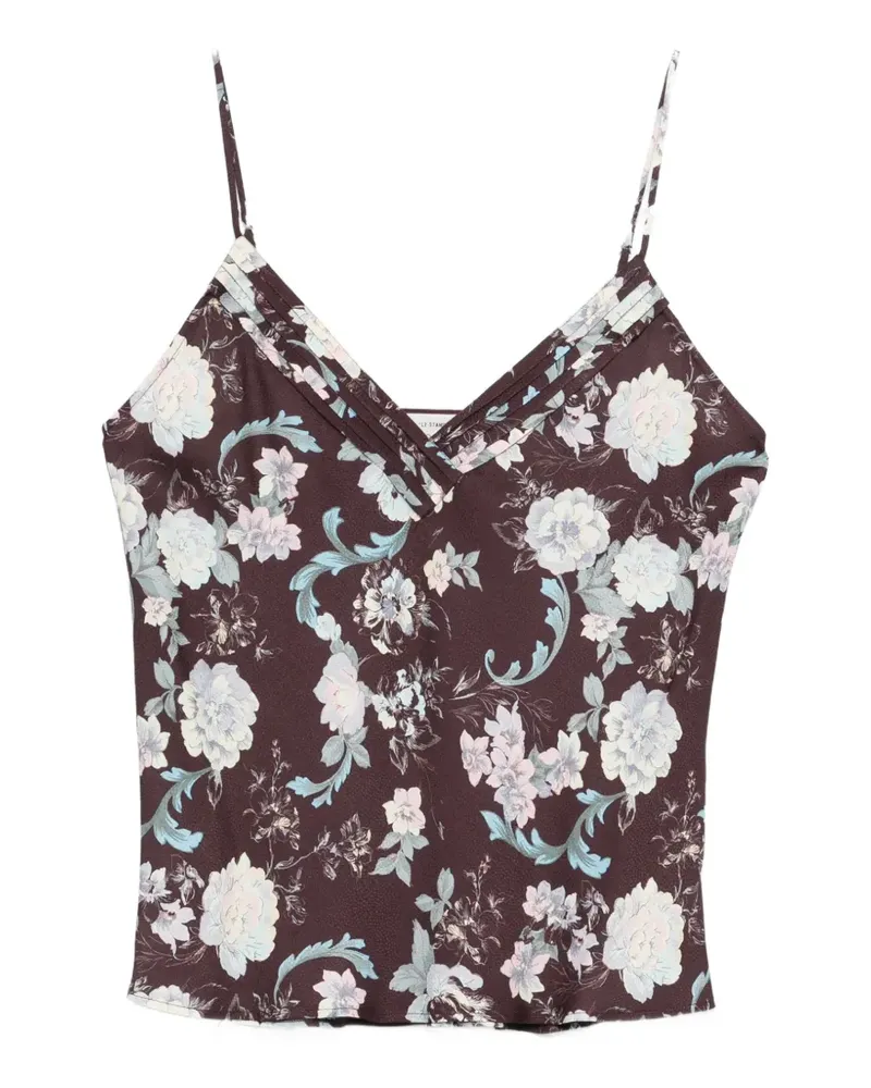 forte_forte V-Ausschnitt-Oberteil mit Blumendetail - Braun Braun