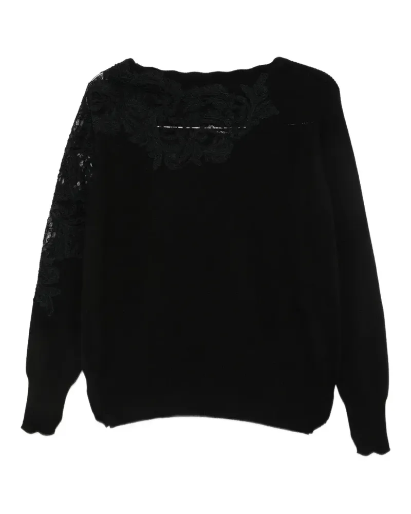 Ermanno Scervino lace-panelled cashmere sweater - Schwarz Schwarz