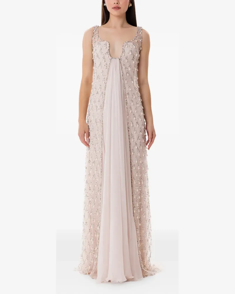 Dina Melwani Verziertes Maxikleid - Nude Nude
