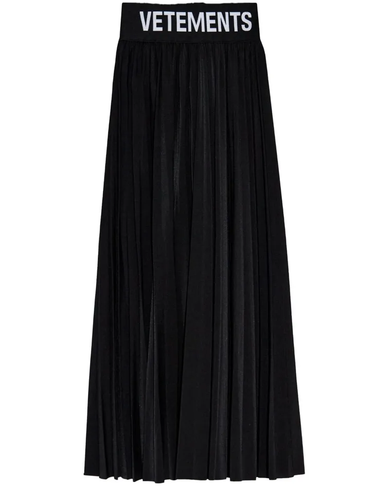 VETEMENTS Faltenrock mit Logo-Bund - Schwarz Schwarz