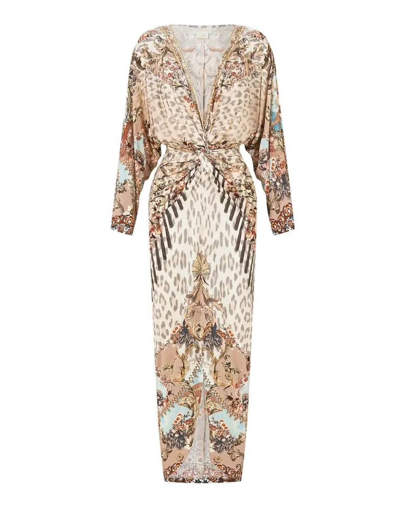 Camilla Aranjuez Animalia split front twist dress - Nude Nude