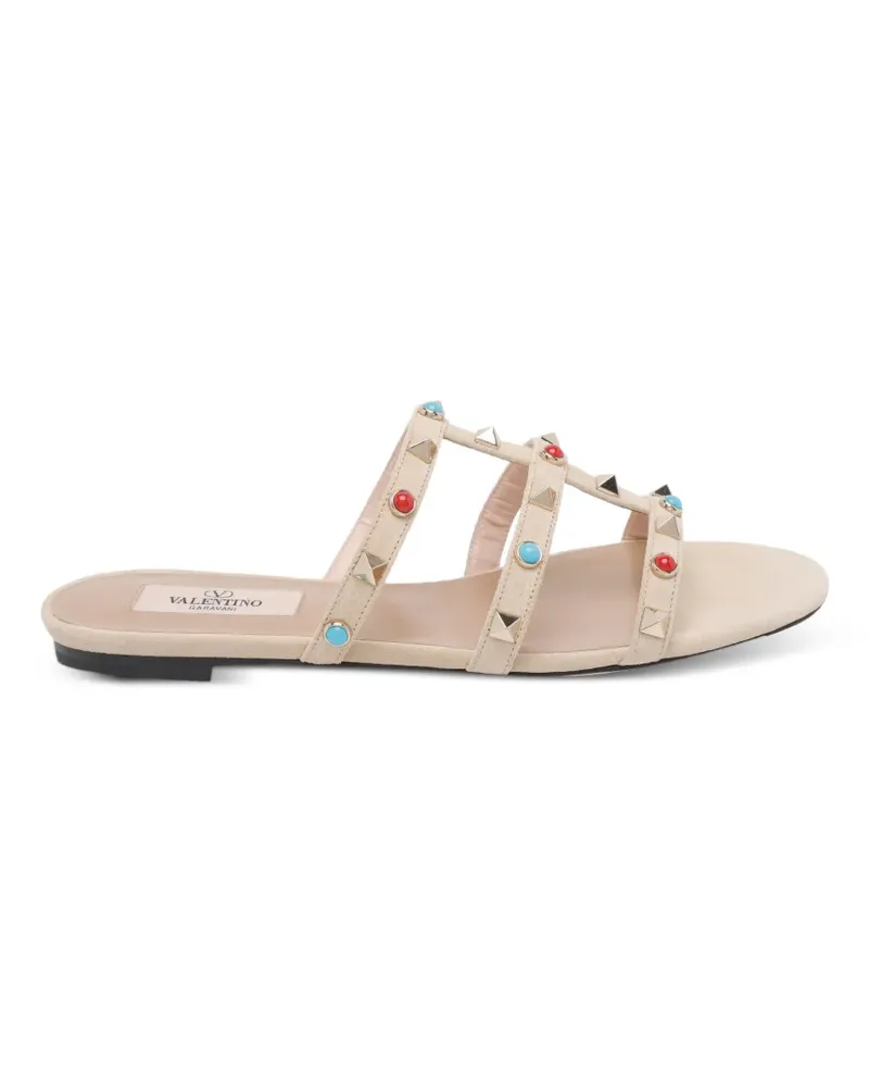 Valentino Garavani Rockstud leather slide sandals - Nude Nude