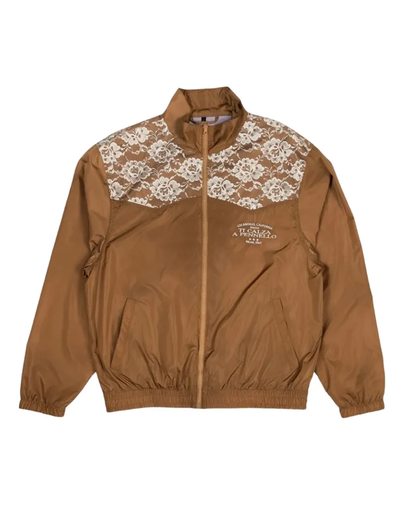 PLEASURES x IUTER Francesca Sportjacke mit Spitzen-Overlay - Braun Braun