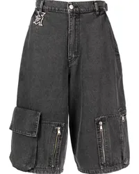 Natasha Zinko Camping Jeans-Shorts mit Cargo-Taschen Schwarz