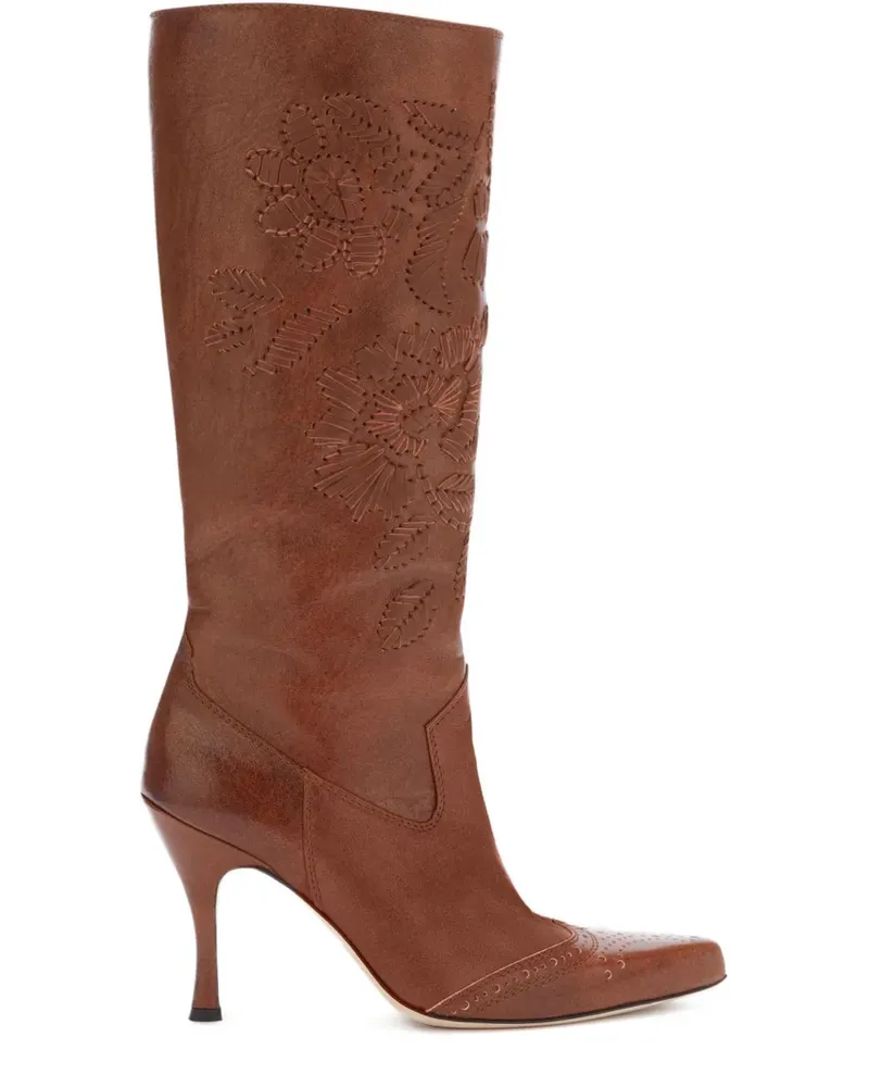 Ermanno Scervino Stiefeletten mit Stickerei - Braun Braun