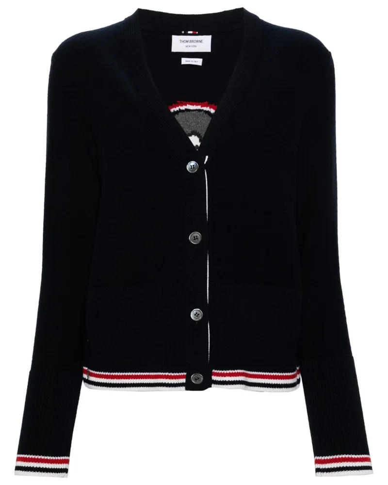 Thom Browne Schurwoll-Cardigan mit Hector-Intarsie - Blau Blau