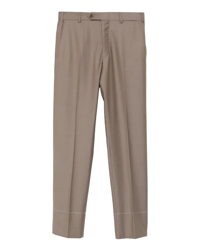 Brioni Tigullio pressed-crease tailored trousers - Braun Braun