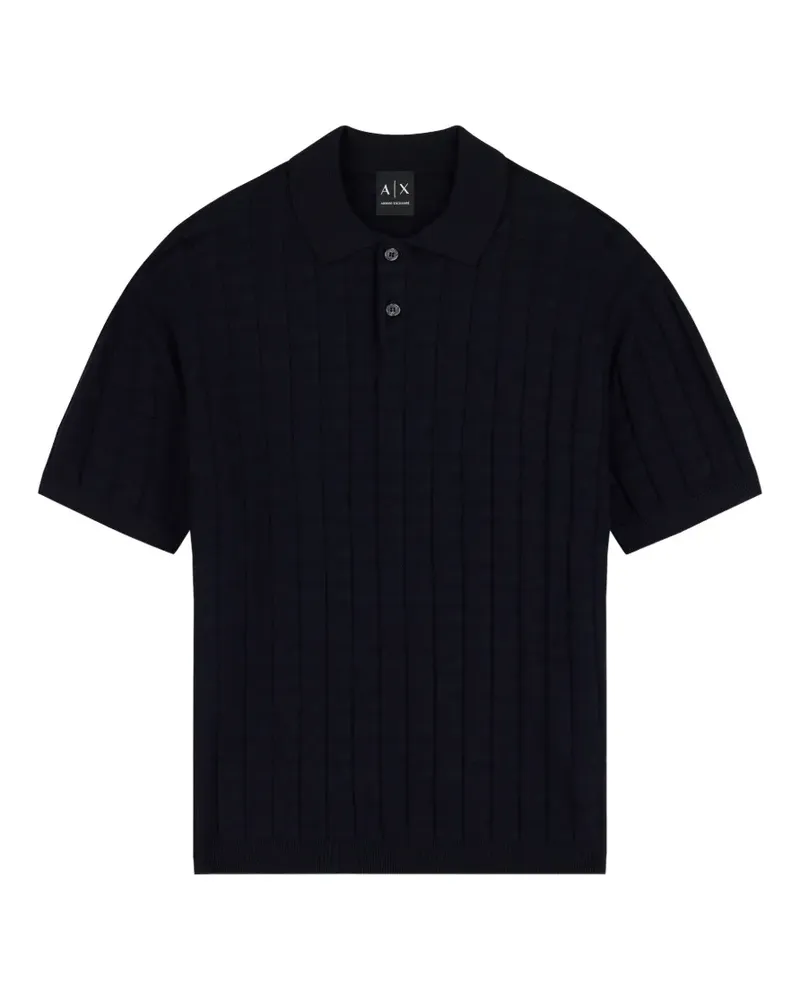 Armani Exchange textured knit polo shirt - Blau Blau