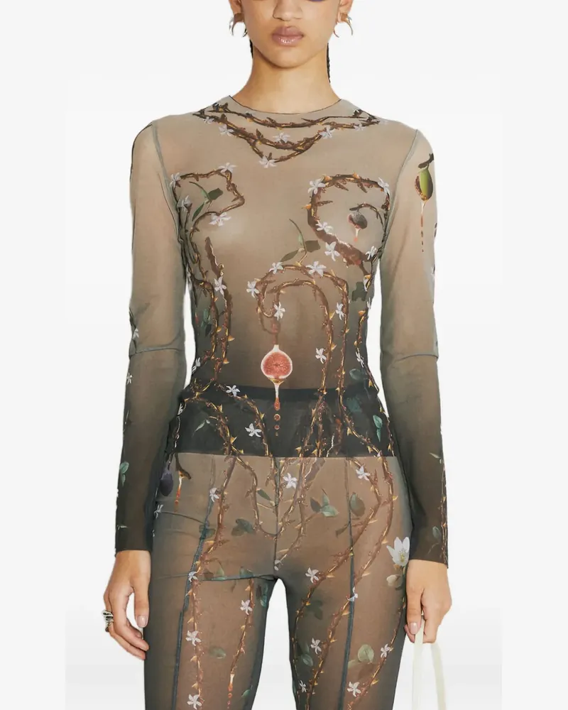 DI PETSA T-Shirt mit Feigen-Print - Schwarz Schwarz