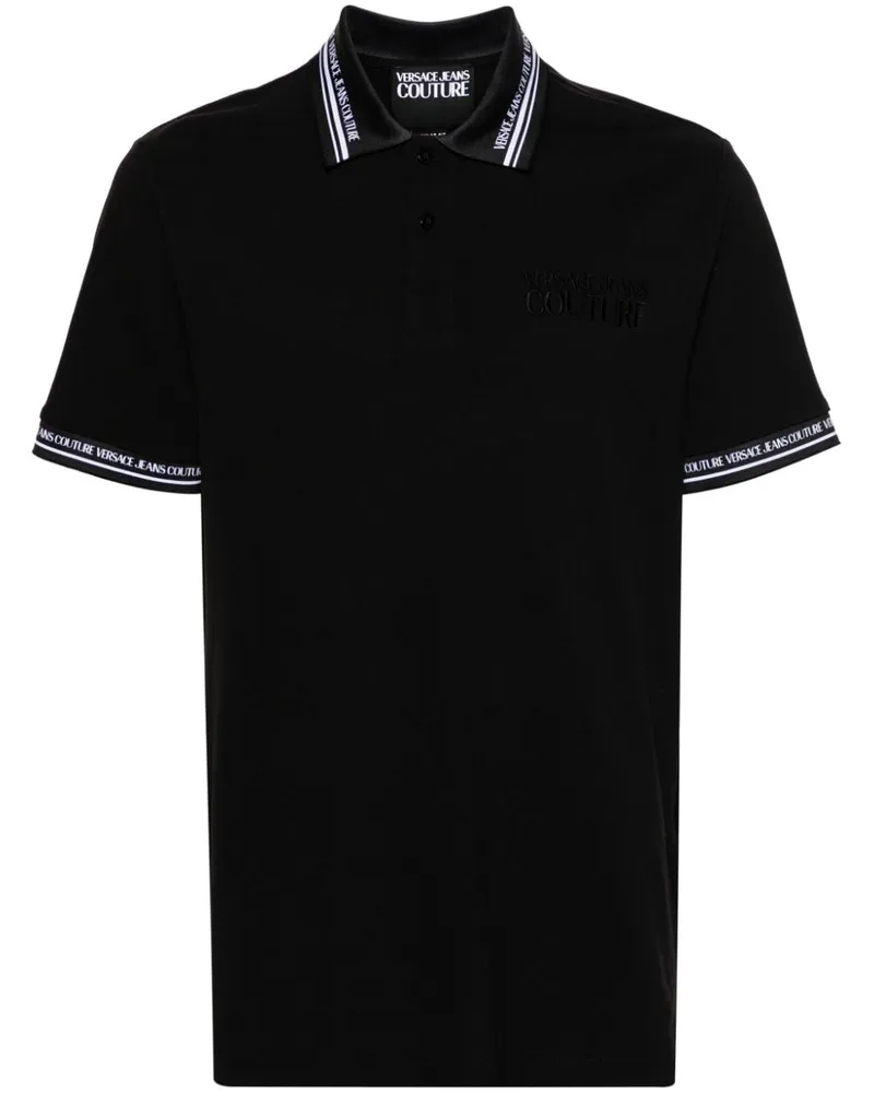 Versace Jeans Poloshirt mit Logo-Print - Schwarz Schwarz