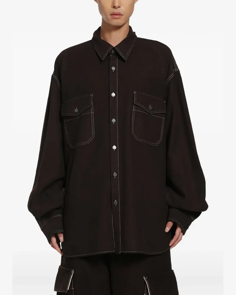 Uma Wang Tavis Oversized-Hemd mit Kontrastnähten - Braun Braun