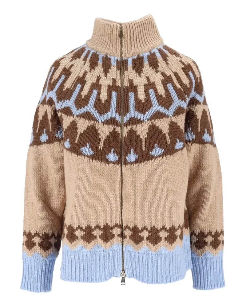 Ermanno Scervino Cardigan mit mehrfarbigem Strickmuster und Reißverschluss - Nude Nude
