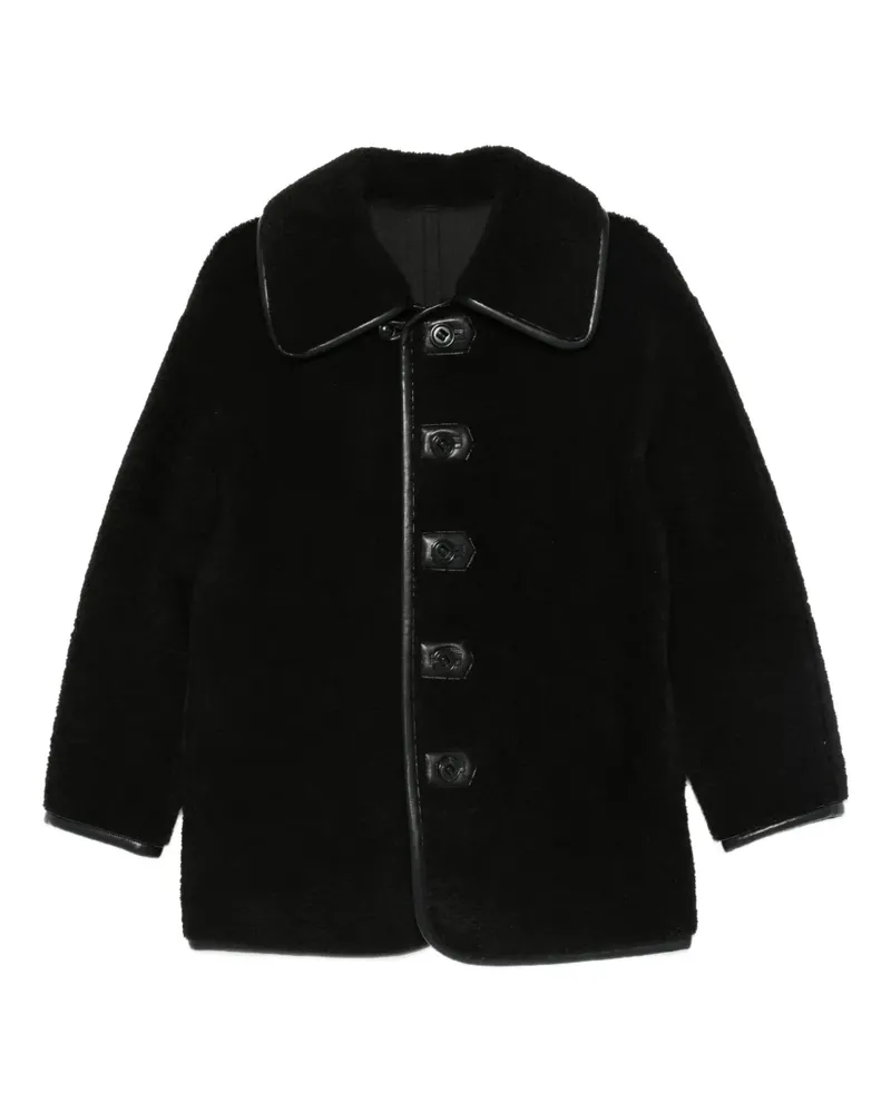 LOW CLASSIC button-fastening teddy jacket - Schwarz Schwarz