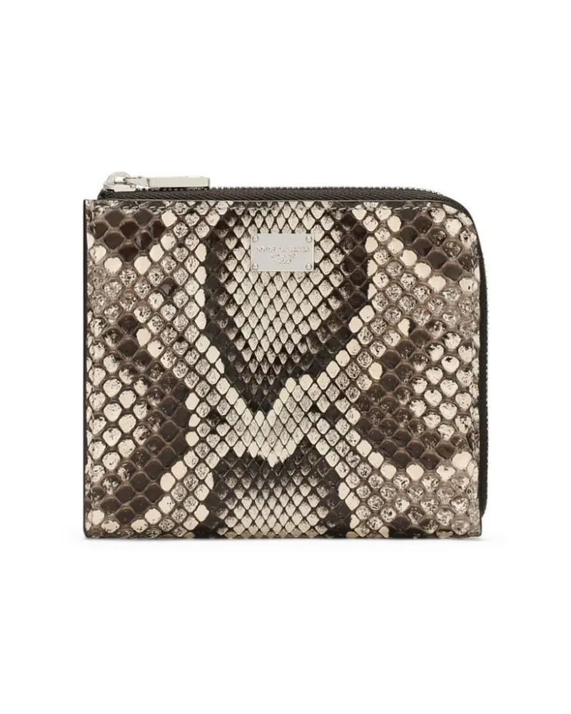 Dolce & Gabbana Portemonnaie mit Schlangenleder-Print - Nude Nude