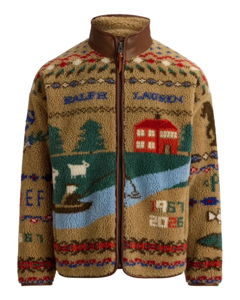 Ralph Lauren Fleece-Sweatshirt mit grafischem Intarsienmuster - Nude Nude