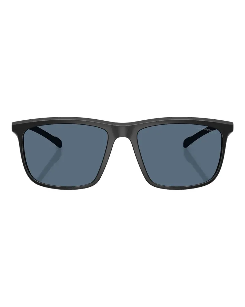 Emporio Armani Matte Sonnenbrille mit eckigem Gestell - Schwarz Schwarz