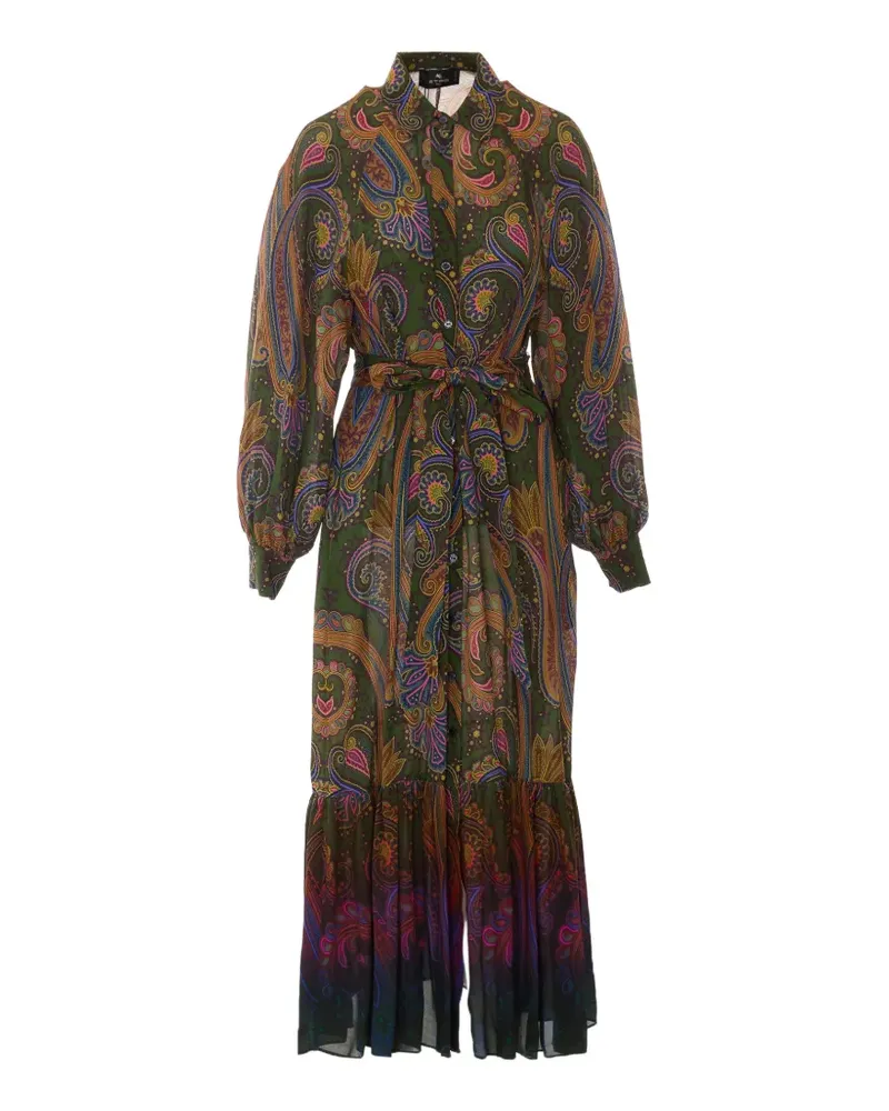 Etro paisley-print belted maxi dress - Grün Grün
