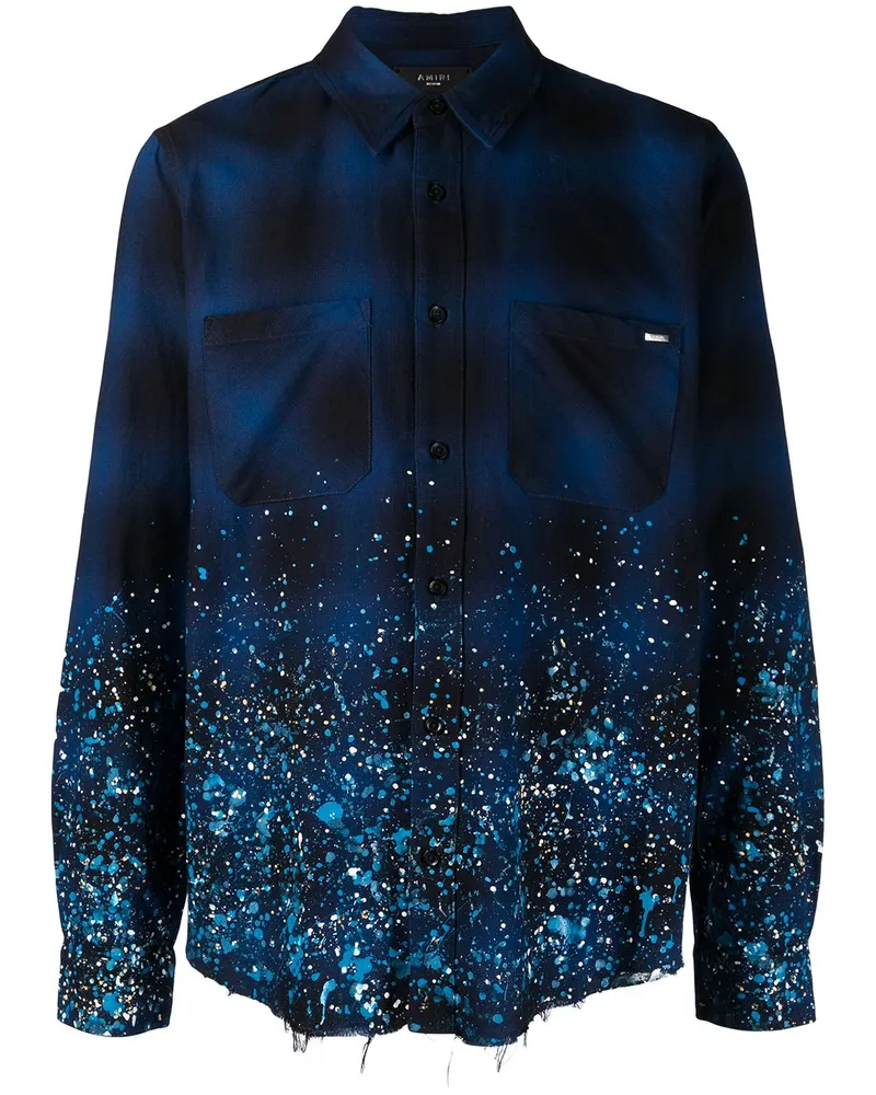 Amiri Kariertes Hemd mit Farbklecks-Print - Blau Blau